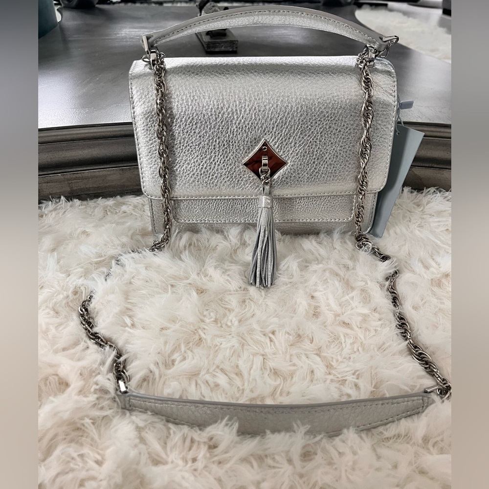 Antonio Melanie -Silver Chain Shoulder Bag with silver chain